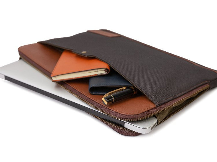 SOLACE- NAPPA LEATHER & CANVAS LAPTOP SLEEVE - Legacy Collective